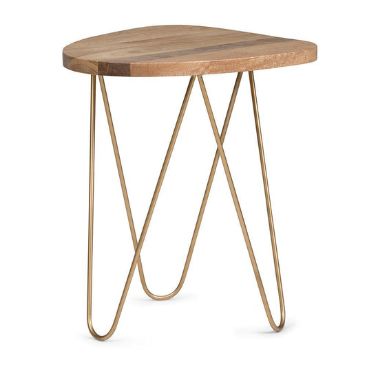 Natural and Gold | Patrice Metal/Wood Accent Table in Natural and Gold