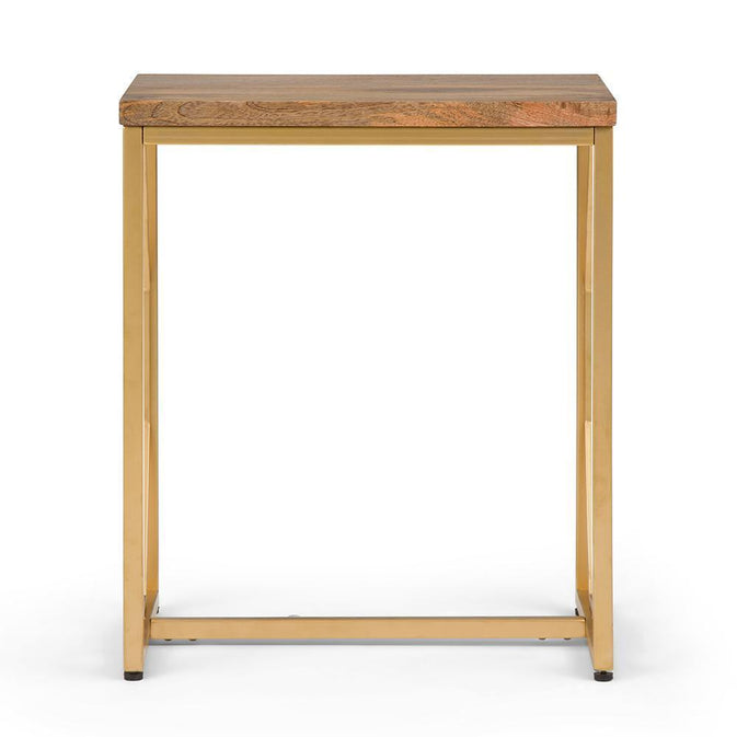 Natural and Gold | Selma Metal/Wood Accent Table in Natural and Gold