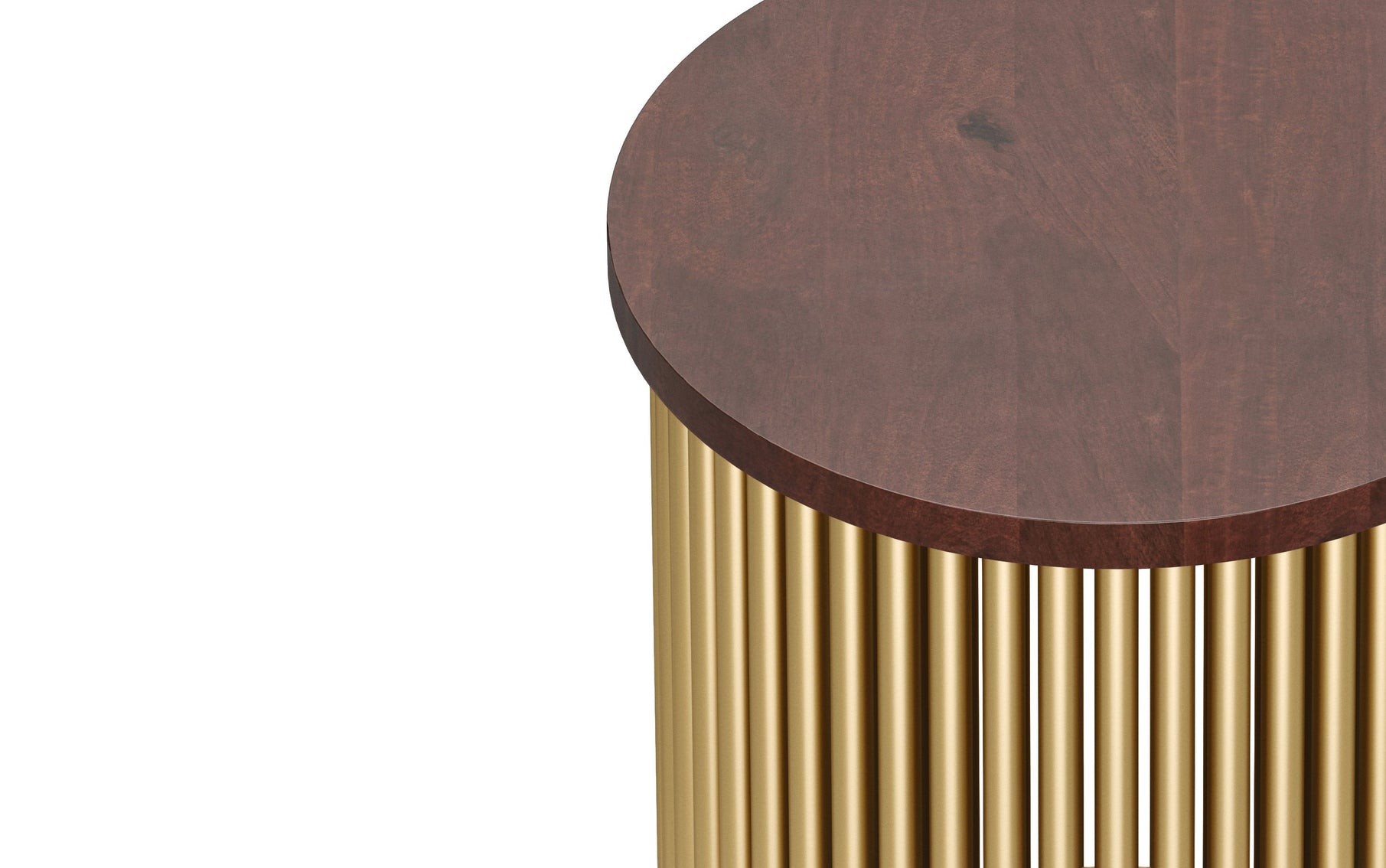 Cognac and Gold Wood | Demy Metal and Wood Accent Table
