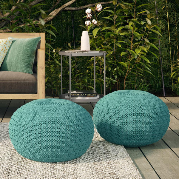 Aqua | Sonata Round Knitted Outdoor/ Indoor Pouf