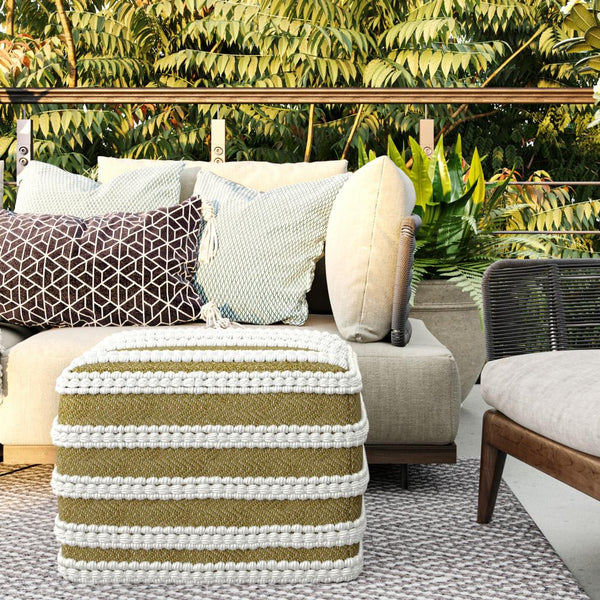 Liam Square Woven Outdoor/ Indoor Pouf