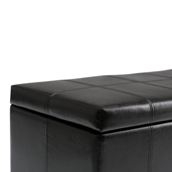 Midnight Black Vegan Leather | Dover Vegan Leather Storage Ottoman