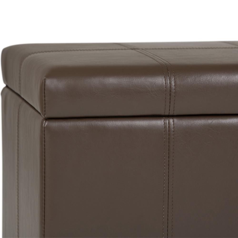 Chocolate Brown Vegan Leather | Dover Vegan Leather Storage Ottoman