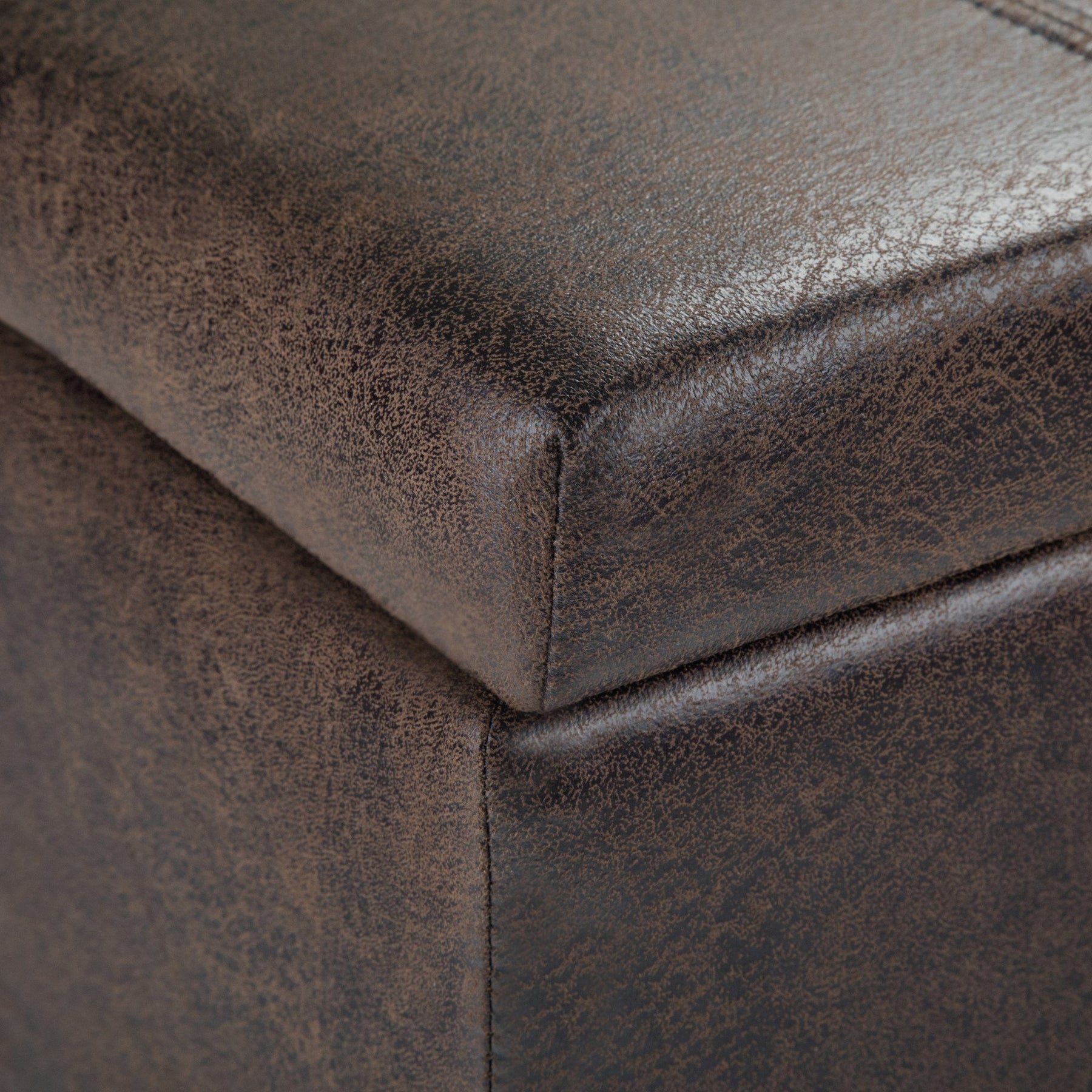 Distressed Brown Distressed Vegan Leather | Dover Vegan Leather Storage Ottoman