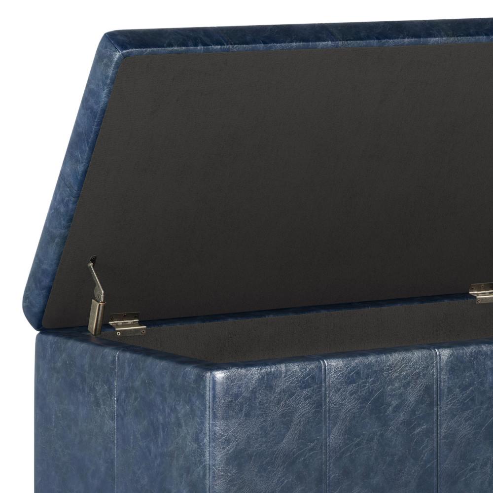 Denim Blue Vegan Leather | Dover Vegan Leather Storage Ottoman