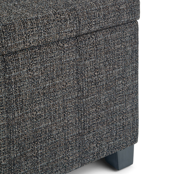 Dark Grey Linen Style Fabric | Dover Vegan Leather Storage Ottoman