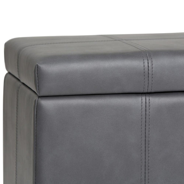 Stone Grey Vegan Leather | Dover Vegan Leather Storage Ottoman