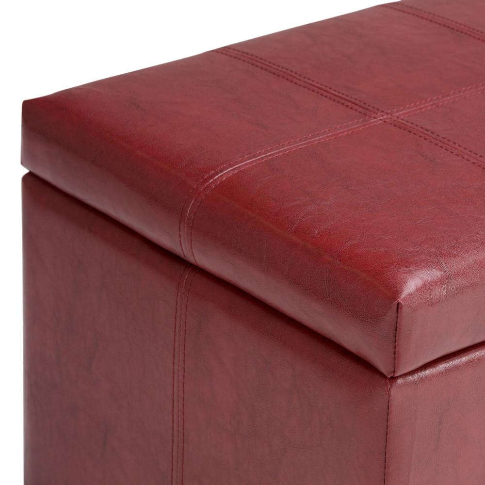 Radicchio Red Vegan Leather | Dover Vegan Leather Storage Ottoman