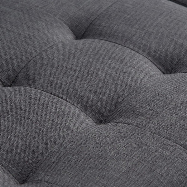 Slate Grey Linen Style Fabric | Laredo Vegan Leather Storage Ottoman