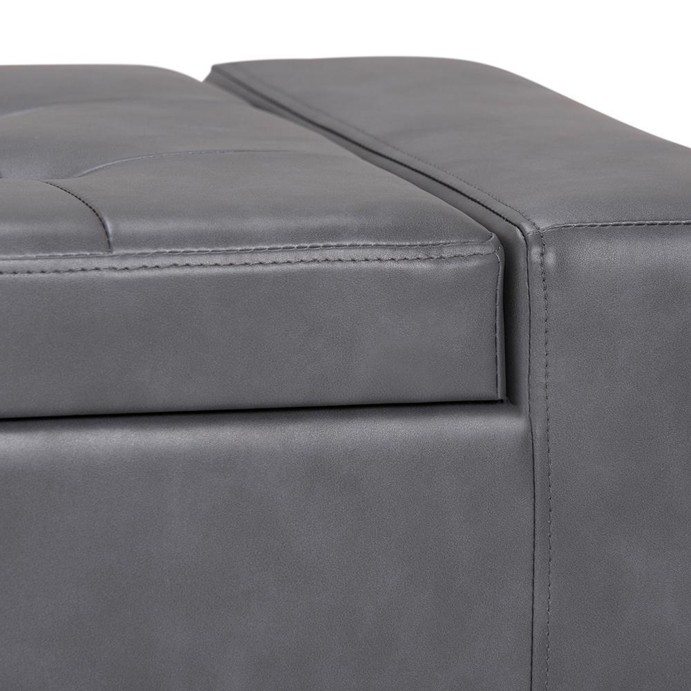 Stone Grey Vegan Leather | Laredo Vegan Leather Storage Ottoman
