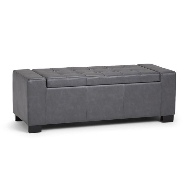 Stone Grey Vegan Leather | Laredo Vegan Leather Storage Ottoman