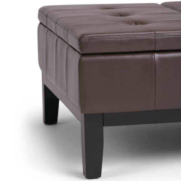 Chocolate Brown Vegan Leather | Dover Square Vegan Leather Coffee Table Storage Ottoman
