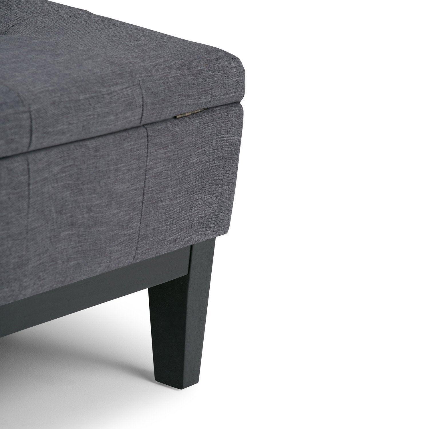 Slate Grey Linen Style Fabric | Dover Square Vegan Leather Coffee Table Storage Ottoman