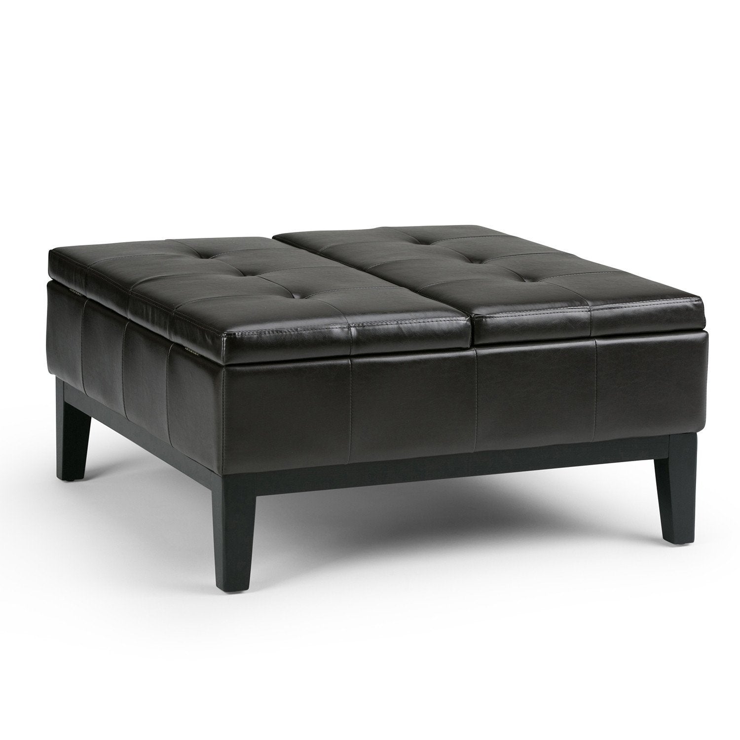 Tanners Brown Vegan Leather | Dover Square Vegan Leather Coffee Table Storage Ottoman