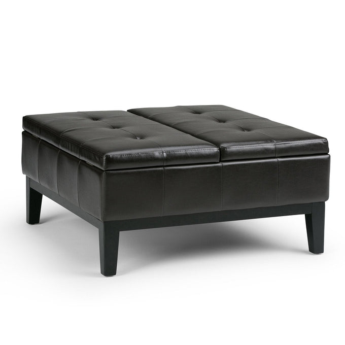 Tanners Brown Vegan Leather | Dover Square Vegan Leather Coffee Table Storage Ottoman