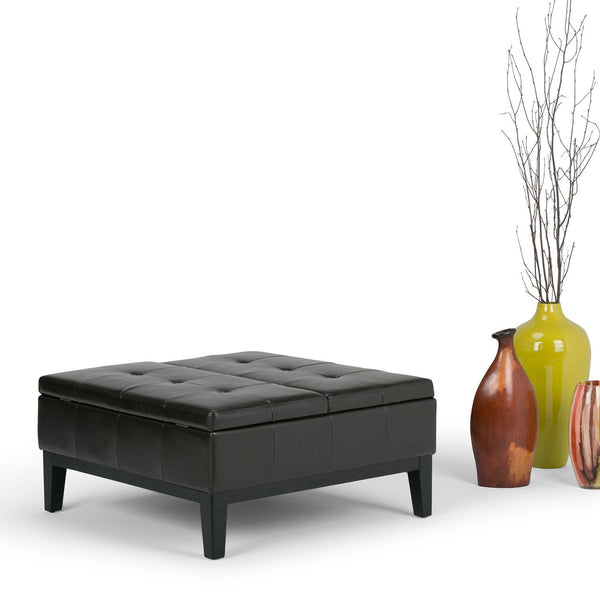 Tanners Brown Vegan Leather | Dover Square Vegan Leather Coffee Table Storage Ottoman