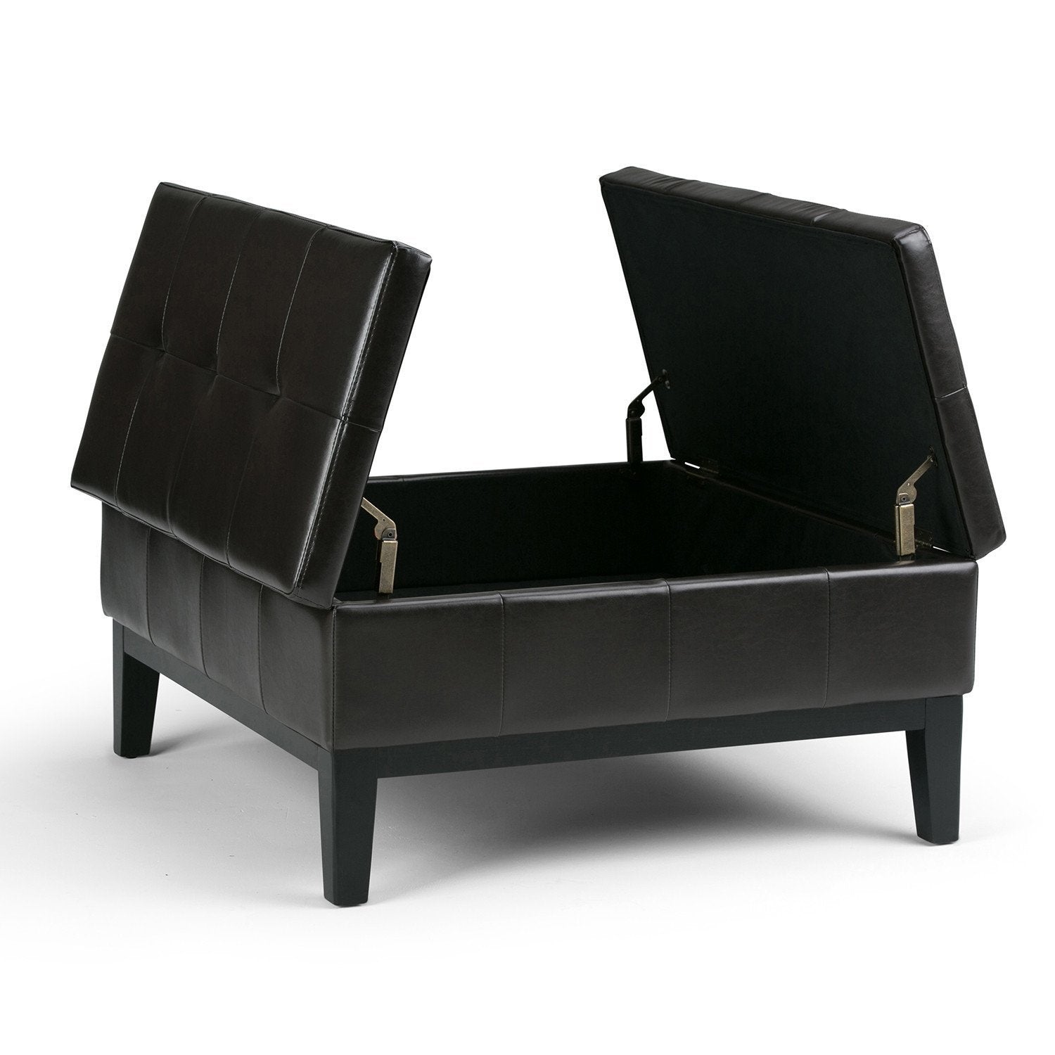 Tanners Brown Vegan Leather | Dover Square Vegan Leather Coffee Table Storage Ottoman
