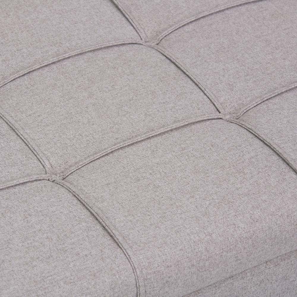 Cloud Grey Linen Style Fabric | Dover 3 piece Vegan Leather Storage Ottoman