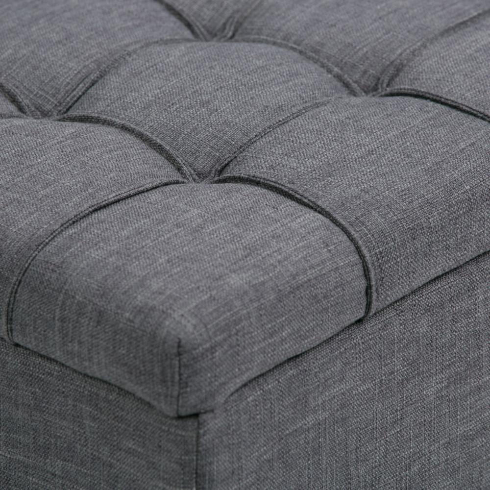 Slate Grey Linen Style Fabric | Dover 3 piece Vegan Leather Storage Ottoman