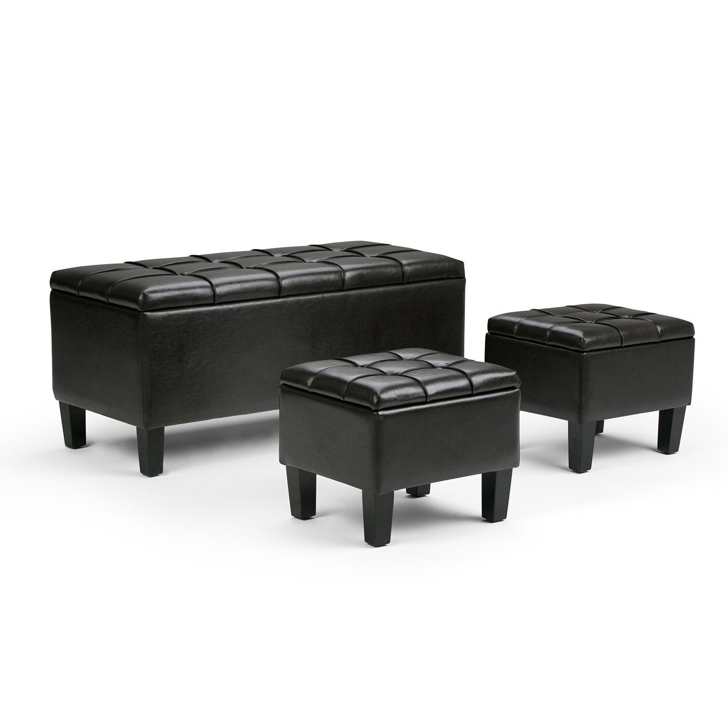 Tanners Brown Vegan Leather | Dover 3 piece Vegan Leather Storage Ottoman