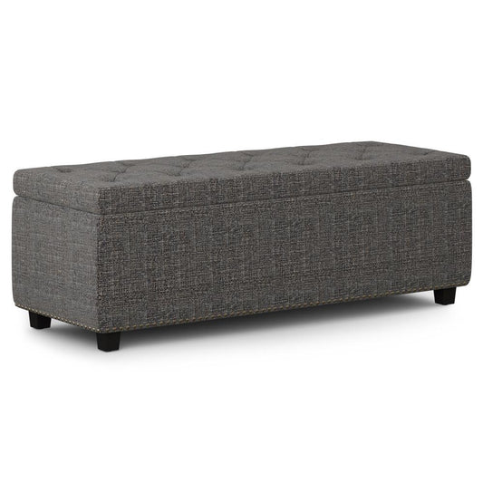 Ebony Tweed Style Fabric | Hamilton Large Storage Ottoman Bench