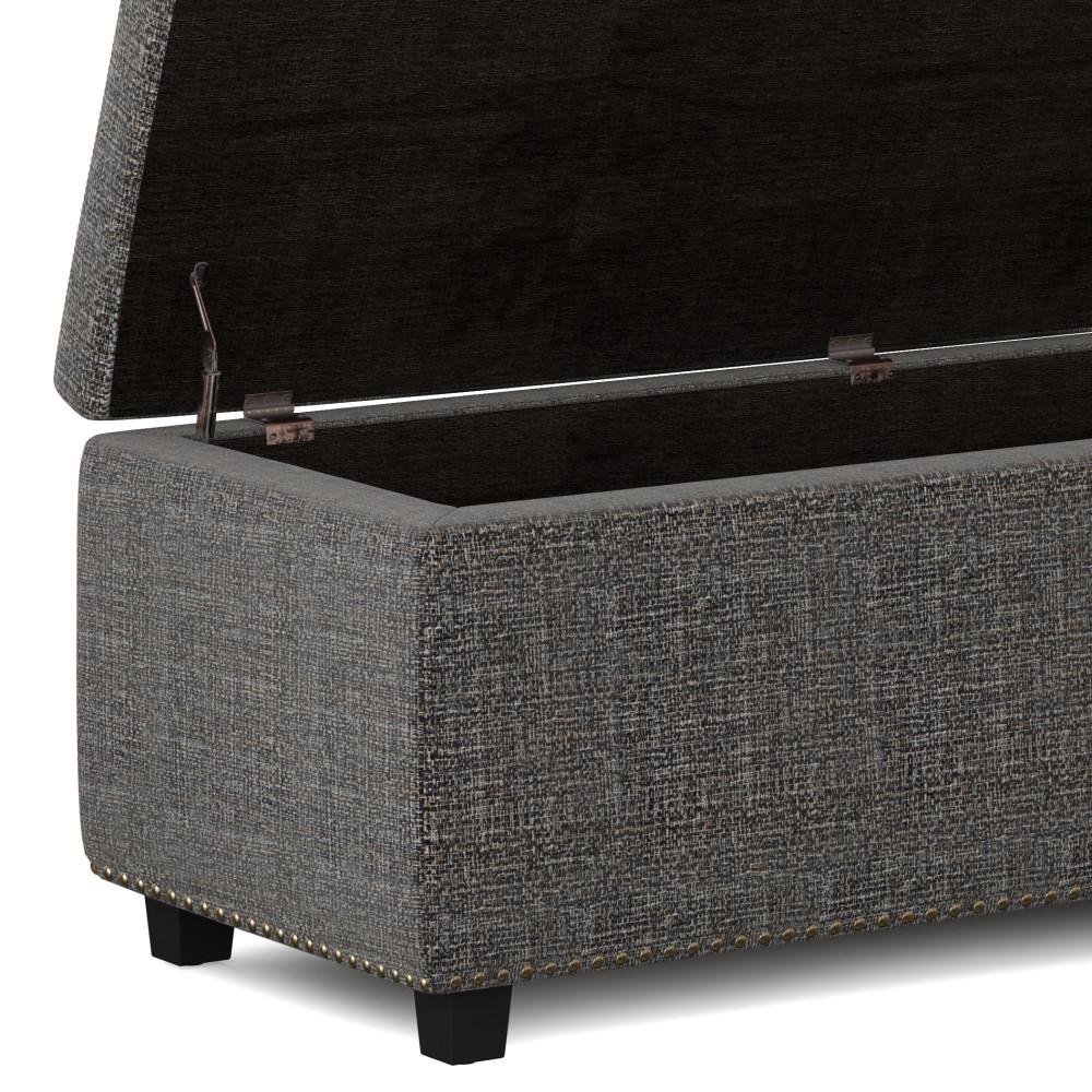 Ebony Tweed Style Fabric | Hamilton Large Storage Ottoman Bench