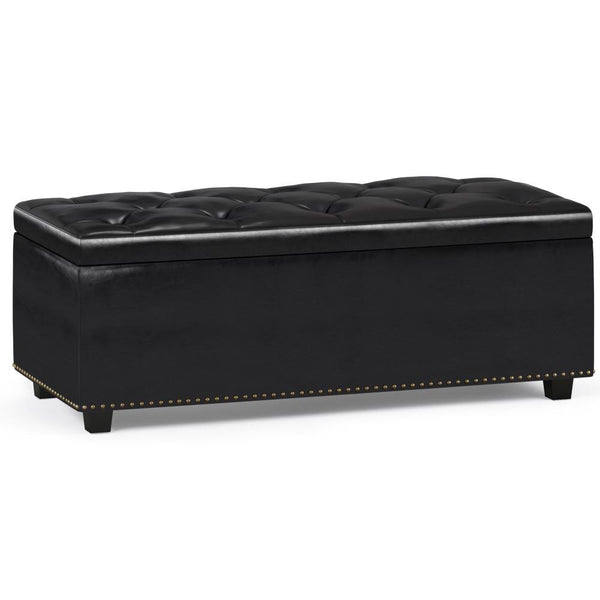Midnight Black Vegan Leather | Hamilton Lift Top Rectangular Storage Ottoman