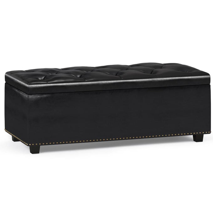Midnight Black Vegan Leather | Hamilton Lift Top Rectangular Storage Ottoman