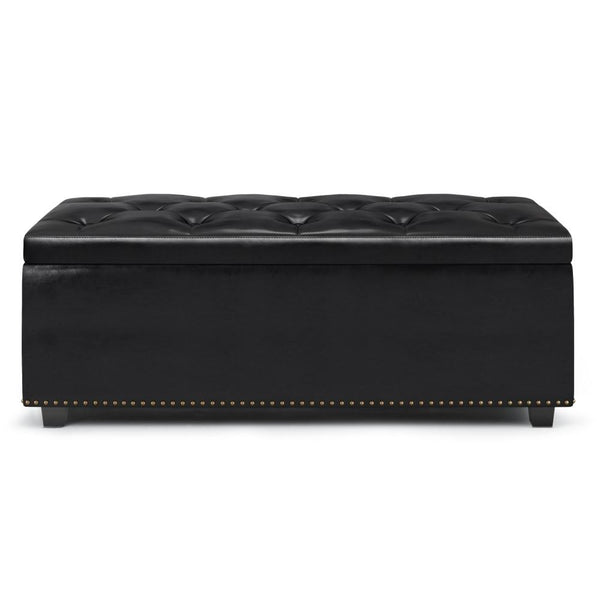 Midnight Black Vegan Leather | Hamilton Lift Top Rectangular Storage Ottoman