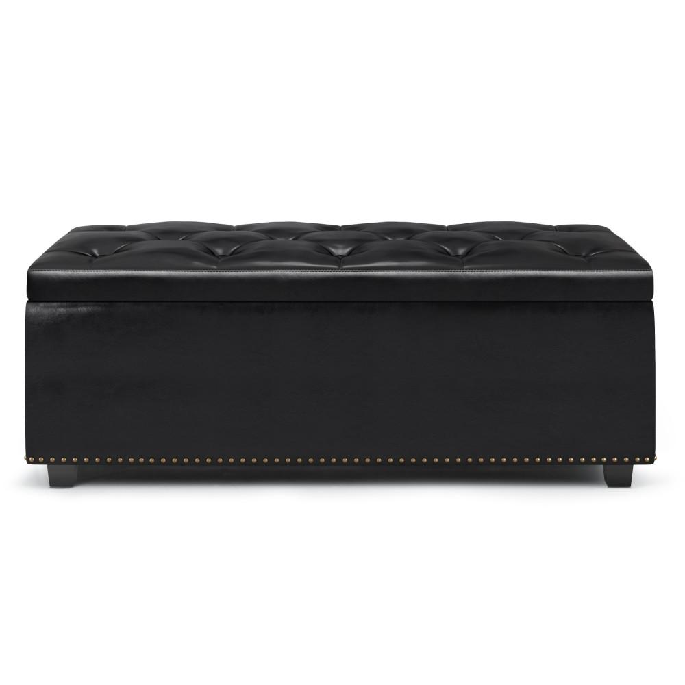 Midnight Black Vegan Leather | Hamilton Lift Top Rectangular Storage Ottoman