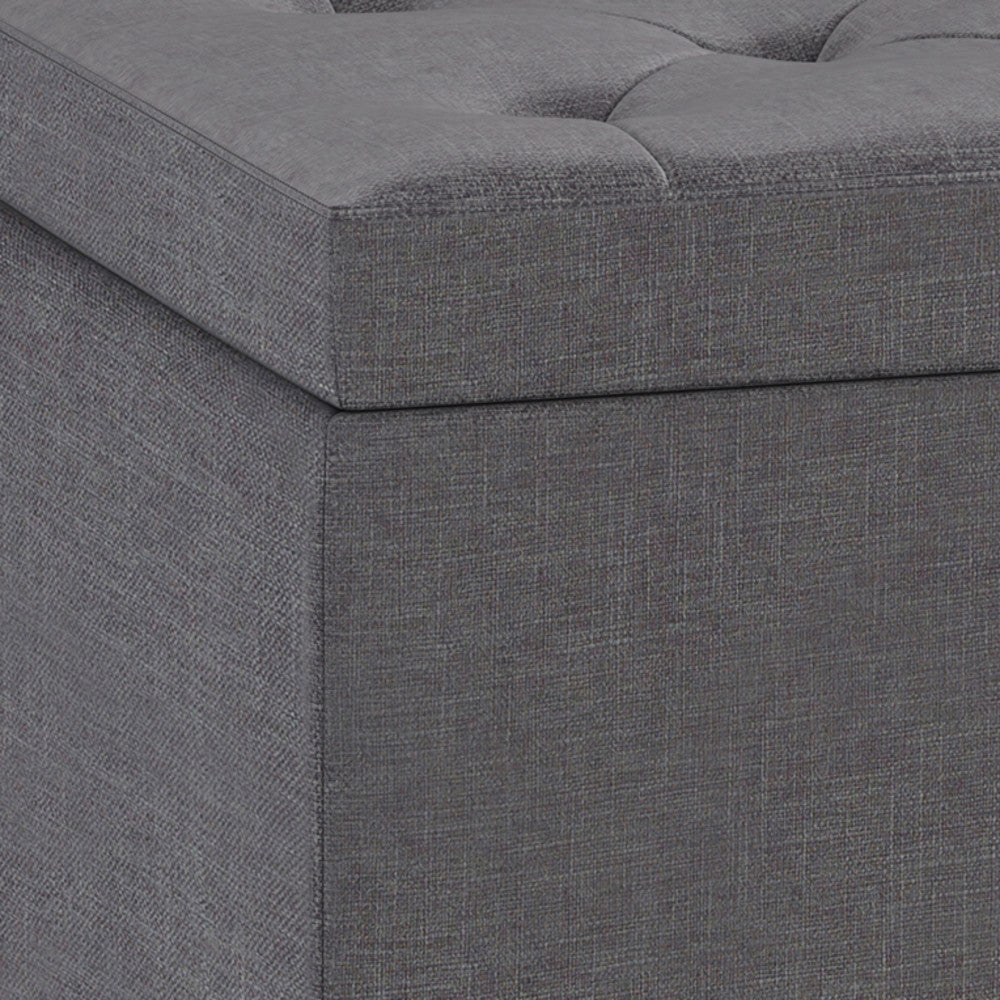 Slate Grey Linen Style Fabric | Hamilton Lift Top Rectangular Storage Ottoman