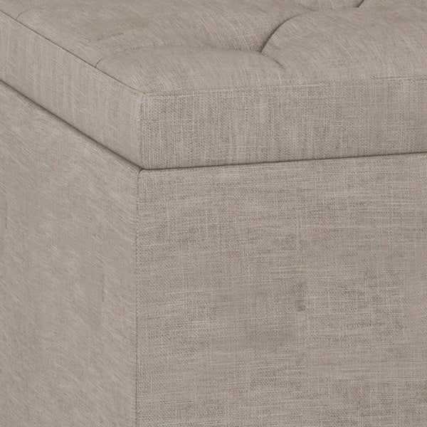 Natural Linen Style Fabric | Hamilton Lift Top Rectangular Storage Ottoman