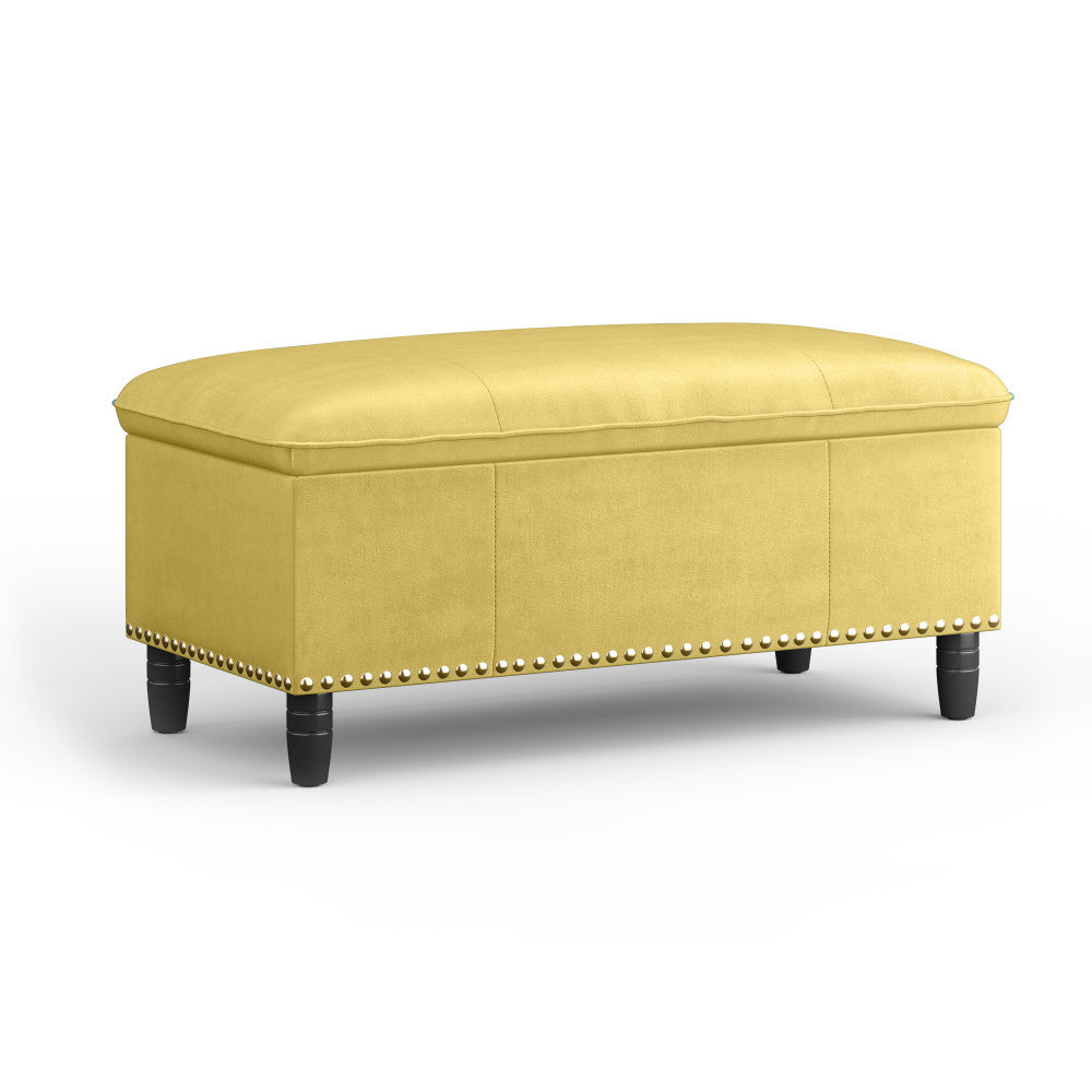 Dijon Yellow | Emily Storage Ottoman in Velvet Fabric
