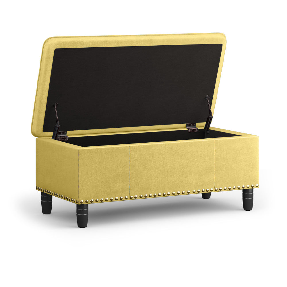 Dijon Yellow | Emily Storage Ottoman in Velvet Fabric