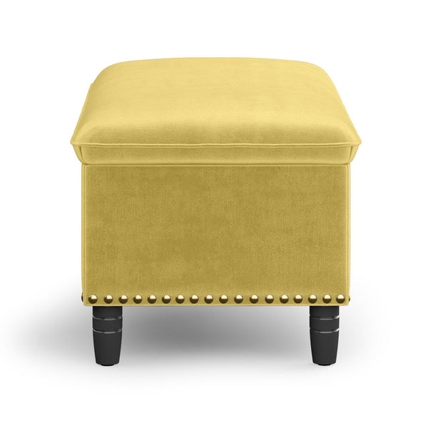 Dijon Yellow | Emily Storage Ottoman in Velvet Fabric