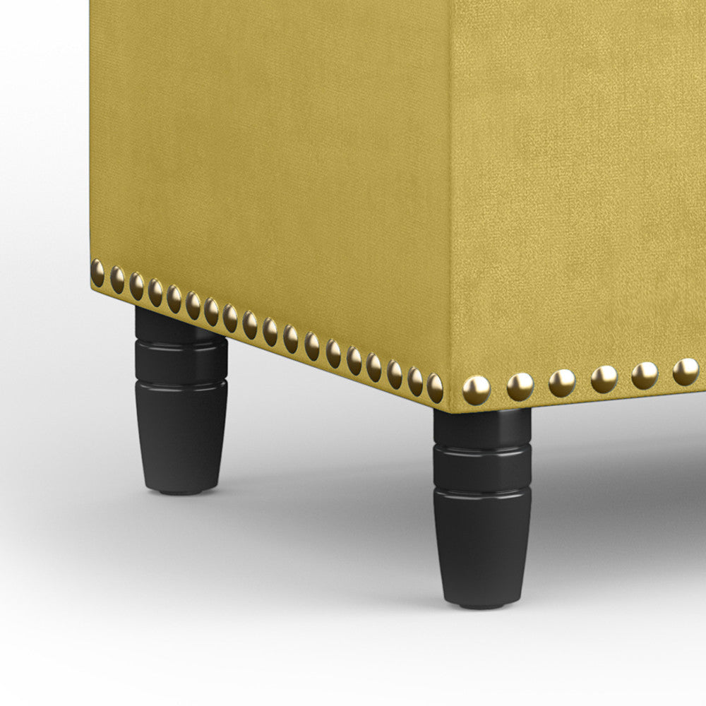 Dijon Yellow Velvet Fabric | Emily Storage Ottoman in Velvet Fabric