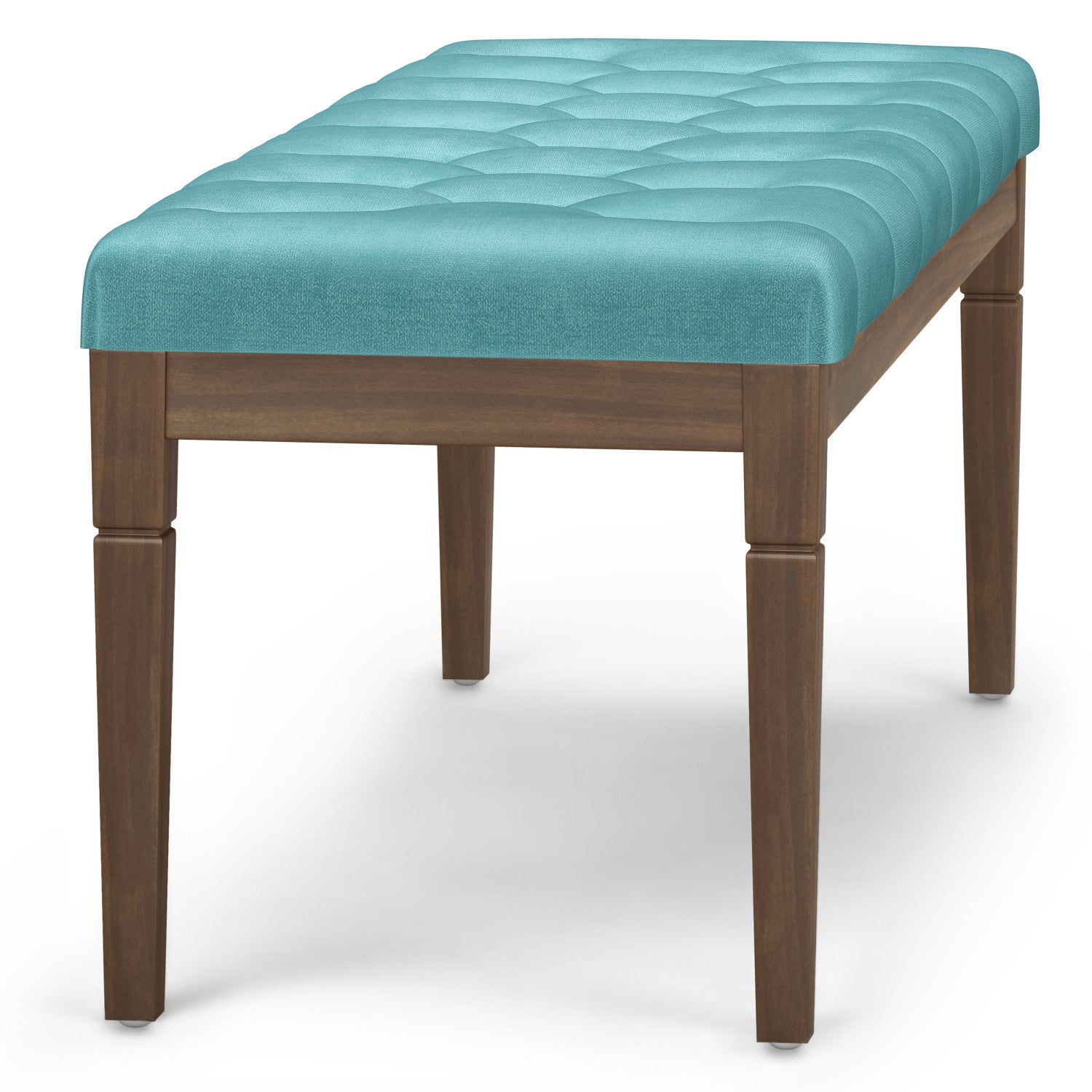 Aqua Velvet Fabric | Waverly Ottoman Bench in Velvet Fabric