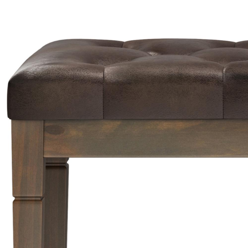 Distressed Brown Distressed Vegan Leather | Waverly Tufted Ottoman Bench