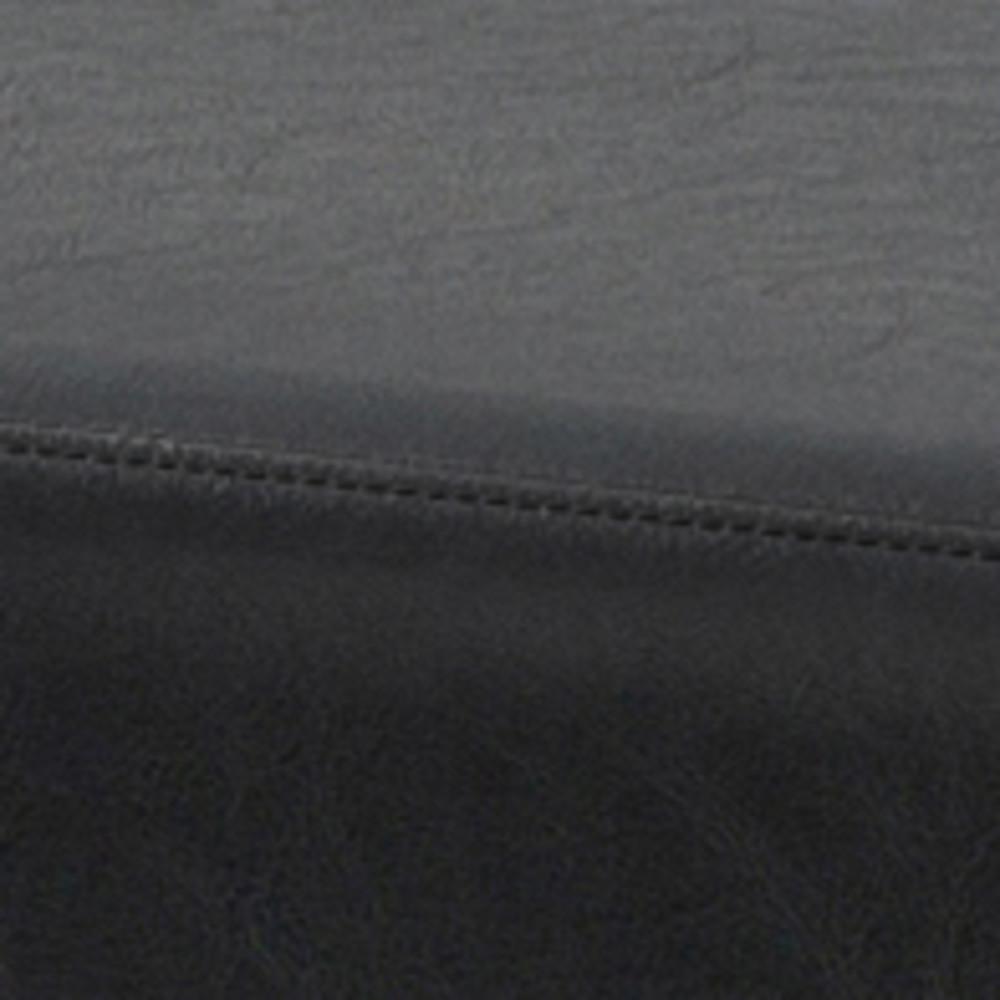 Midnight Black Vegan Leather | Milltown 44 inch Large Ottoman Bench in Linen Style Fabric