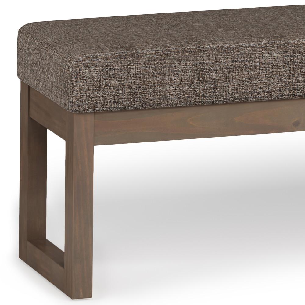 Mink Brown Tweed Style Fabric | Milltown 44 inch Large Ottoman Bench in Linen Style Fabric