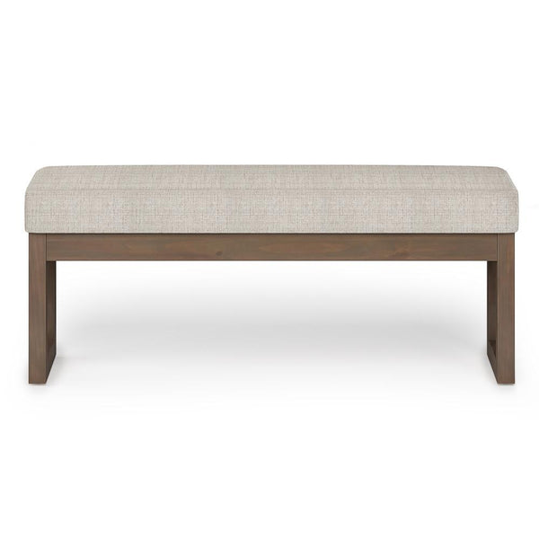 Platinum Tweed Style Fabric | Milltown 44 inch Large Ottoman Bench in Linen Style Fabric