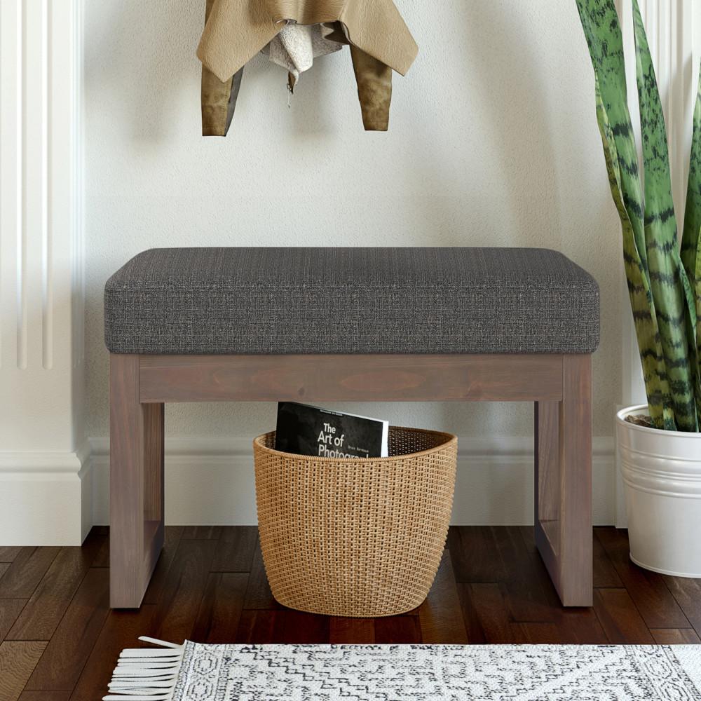 Ebony Tweed Style Fabric |Milltown Footstool Small Ottoman Bench