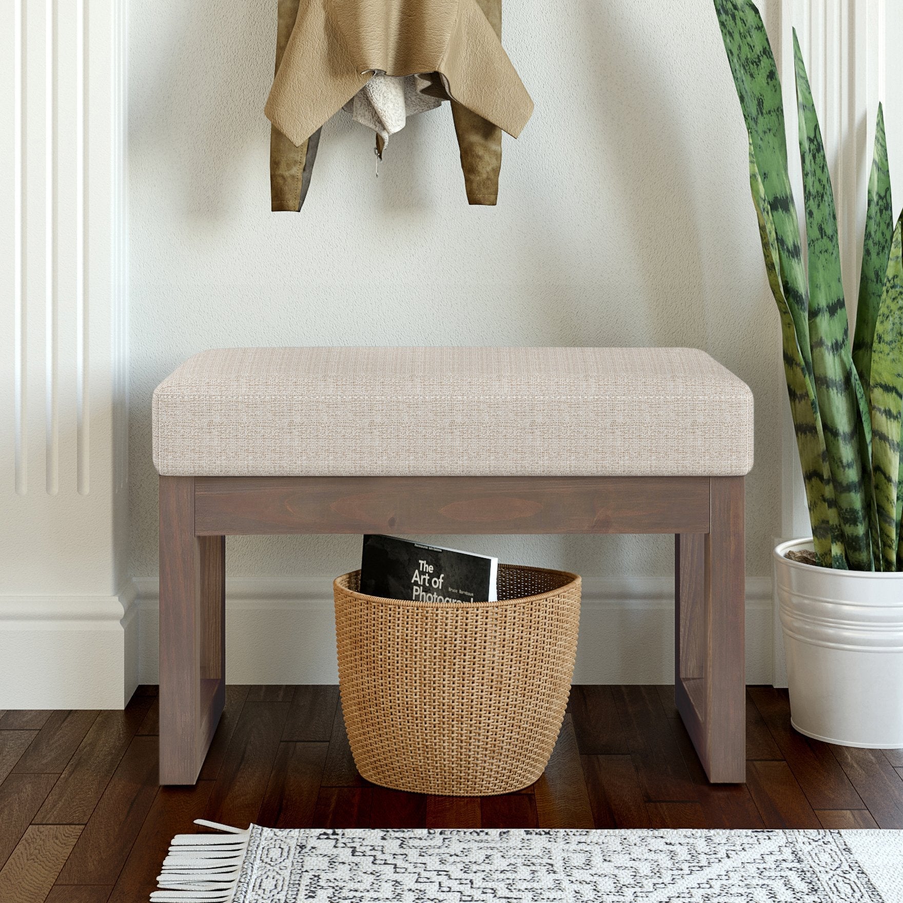 Platinum Tweed Style Fabric | Milltown Footstool Small Ottoman Bench