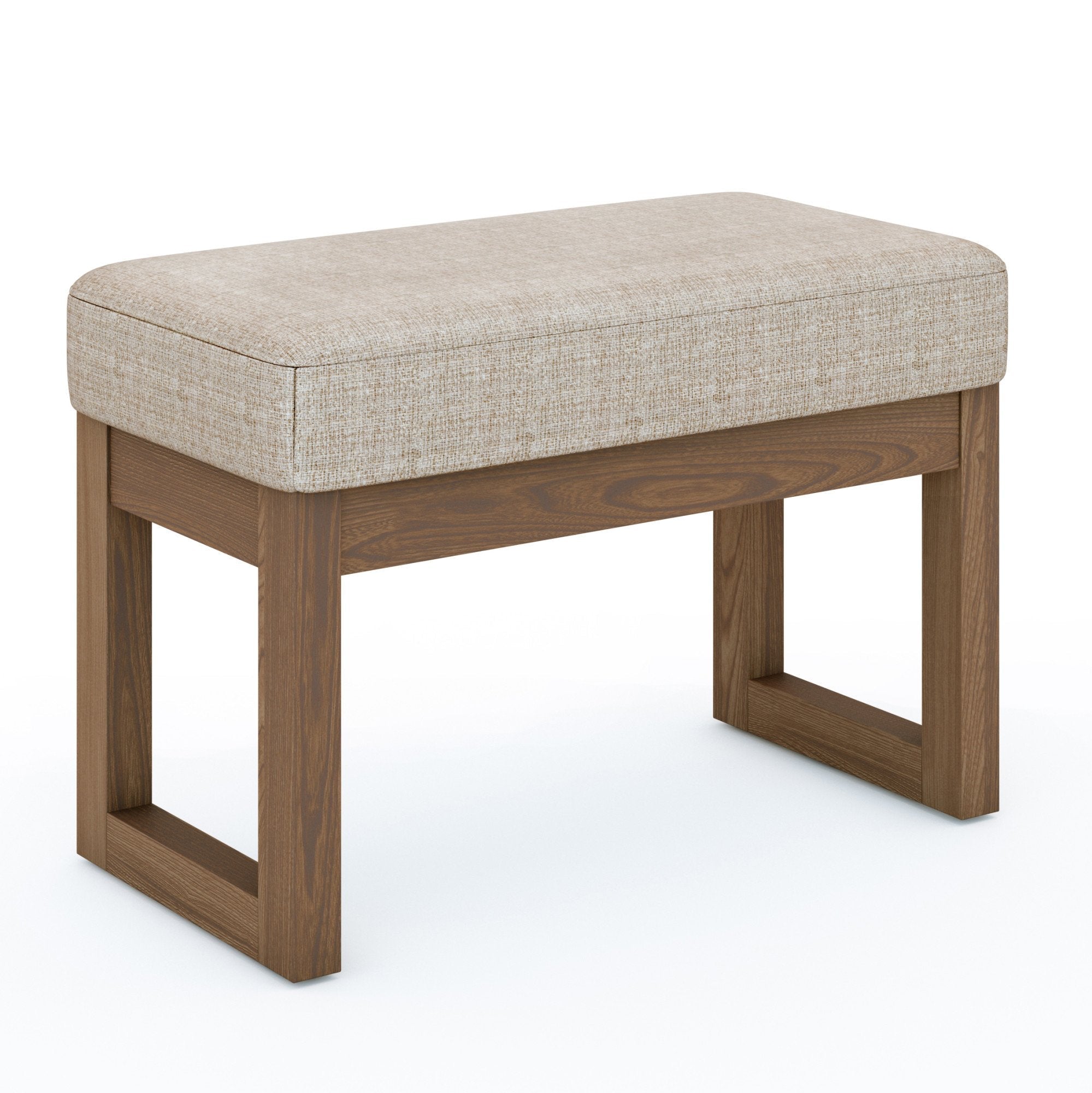 Platinum Tweed Style Fabric | Milltown Footstool Small Ottoman Bench