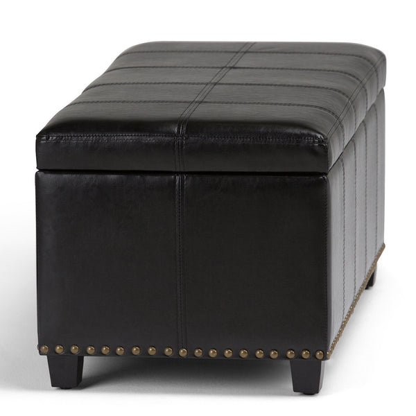 Midnight Black Vegan Leather | Amelia Storage Ottoman Bench