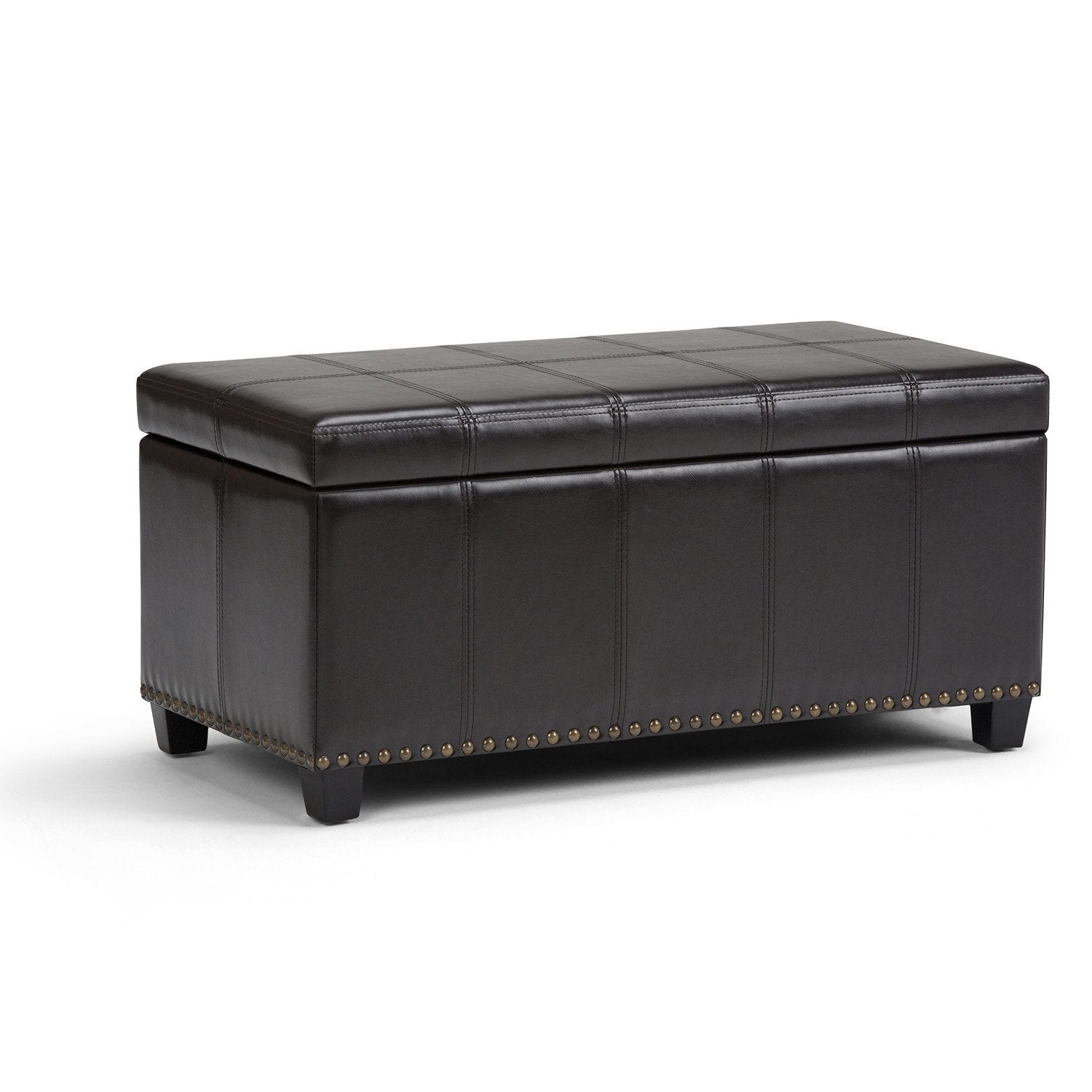 Tanners Brown Vegan Leather | Amelia Storage Ottoman Bench