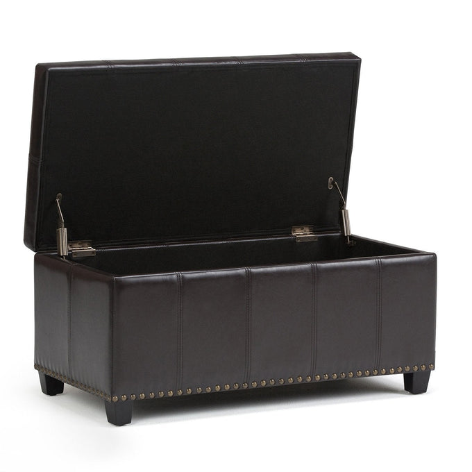 Tanners Brown Vegan Leather | Amelia Storage Ottoman Bench