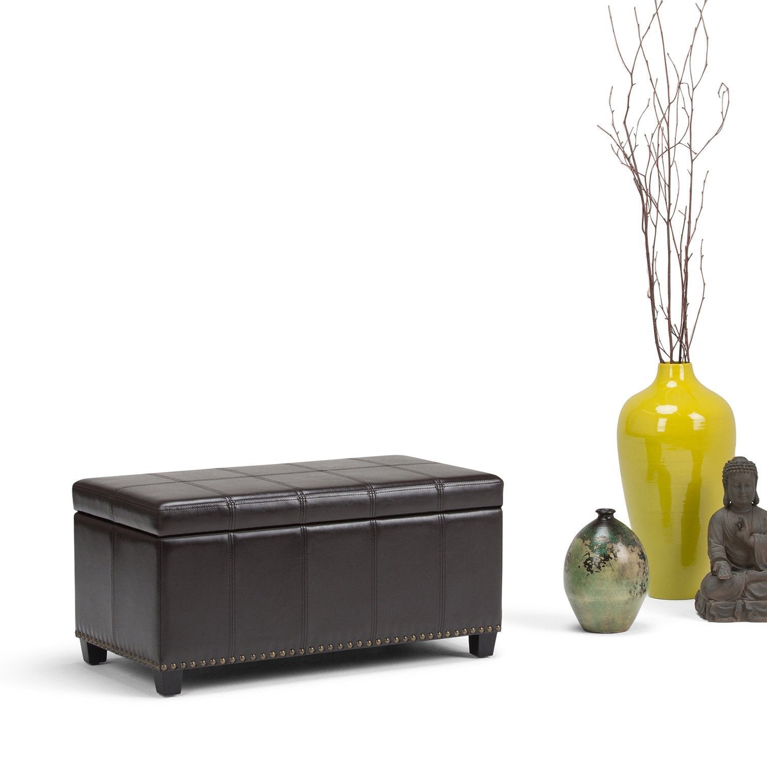 Tanners Brown Vegan Leather | Amelia Storage Ottoman Bench