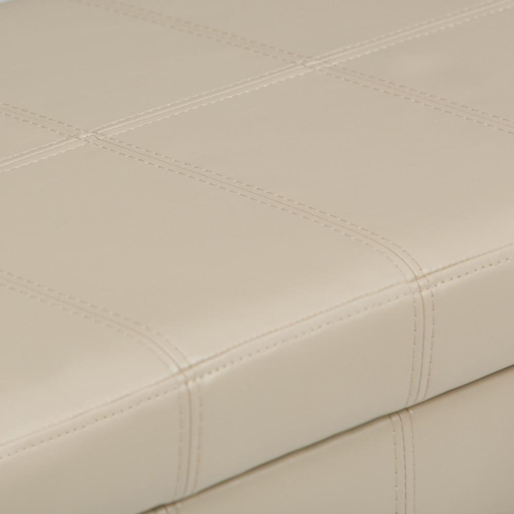 Satin Cream Vegan Leather | Amelia Storage Ottoman Bench