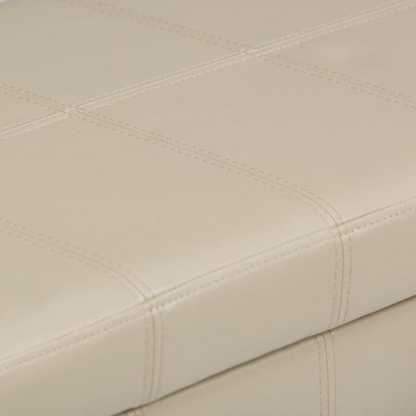 Satin Cream Vegan Leather | Amelia Storage Ottoman Bench